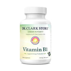 Dr Clark Store Vitamin B1 Thiamine 400 mg capsules in bottle support nervous system function.