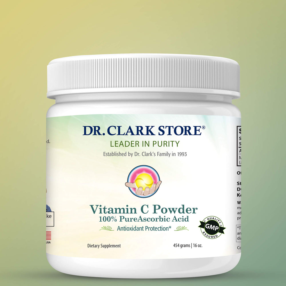 Dr Clark Store Vitamin C powder close-up reveals fine ascorbic acid texture
