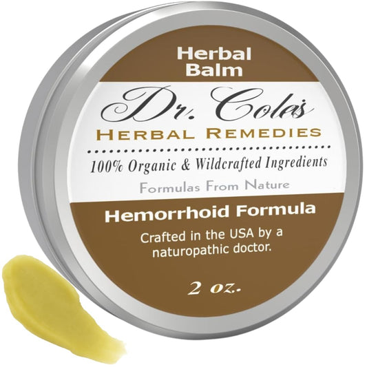 Dr. Cole's Hemorrhoid Balm jar close-up showing external soothing.