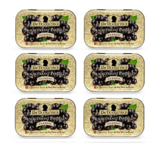 Dr. Doolittle’s soft fruit pastilles blackcurrant tin front for throat moisture and soothing taste.