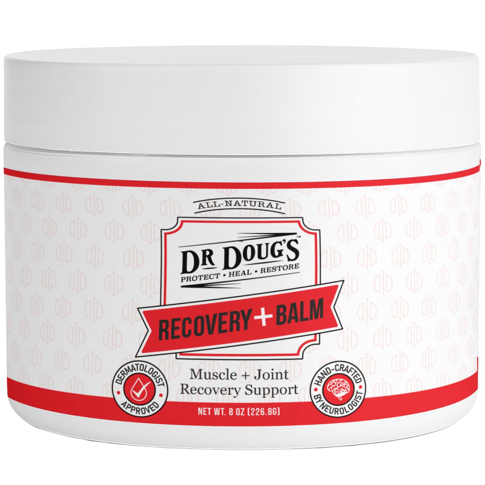 Dr. Doug's Recovery Balm arnica jar for post-workout soothing and skin nourishment.