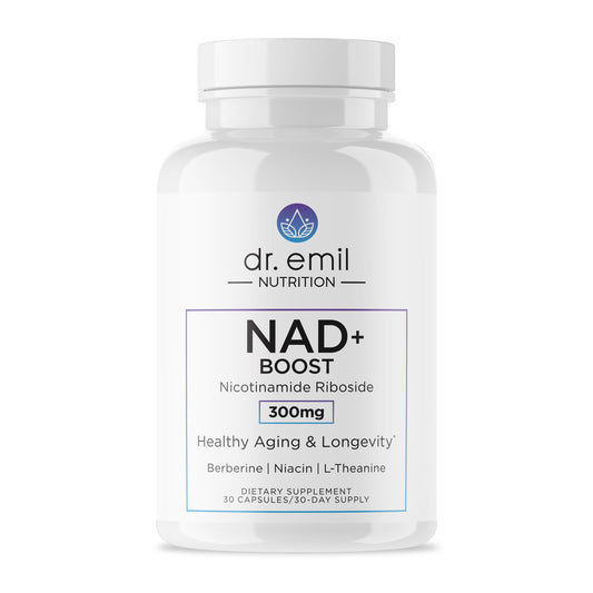 DR. EMIL NUTRITION NAD+ Boost bottle front for daily longevity support