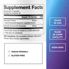 DR. EMIL NUTRITION Resveratrol bottle label closeup with ingredient details