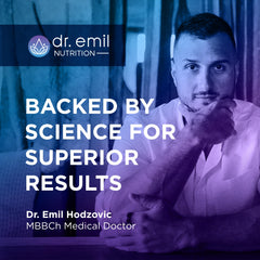 USA-made badge indicating domestic production by DR. EMIL NUTRITION.