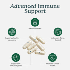 Dr. Fuhrman immune supplement bottle label details nine-mushroom blend for immune-friendly phytochemicals