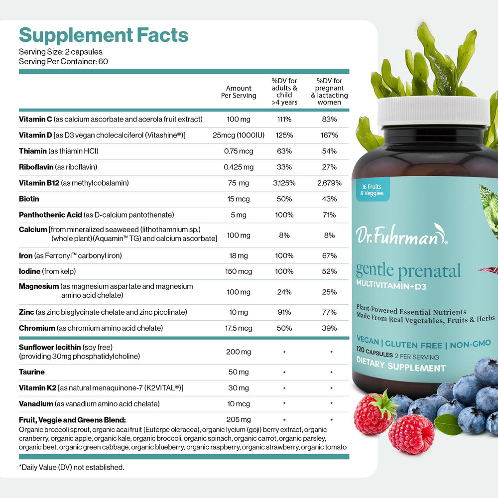 Dr. Fuhrman Prenatal iodine and calcium from seaweed image suggests thyroid and bone health.