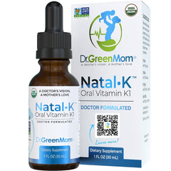 Dr. Green Mom Natal K Drops bottle for easy infant vitamin K1 supplementation at home