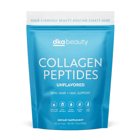Dr. Kellyann unflavored collagen powder bottle shows grass-fed formula for daily wellness