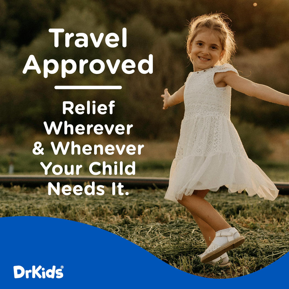 Dr. Kids mixed berry flavor vial ready for travel or school.