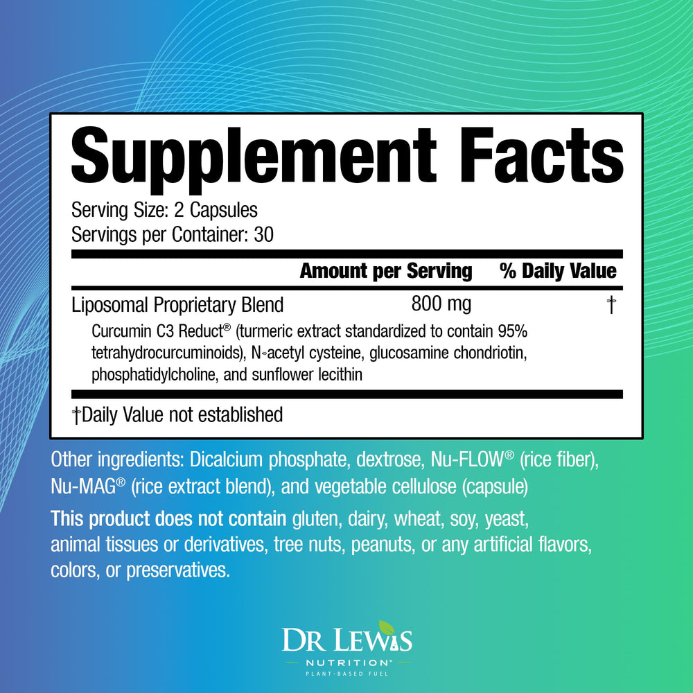 Dr Lewis Nutrition liposomal turmeric packaging highlighting premium formula.