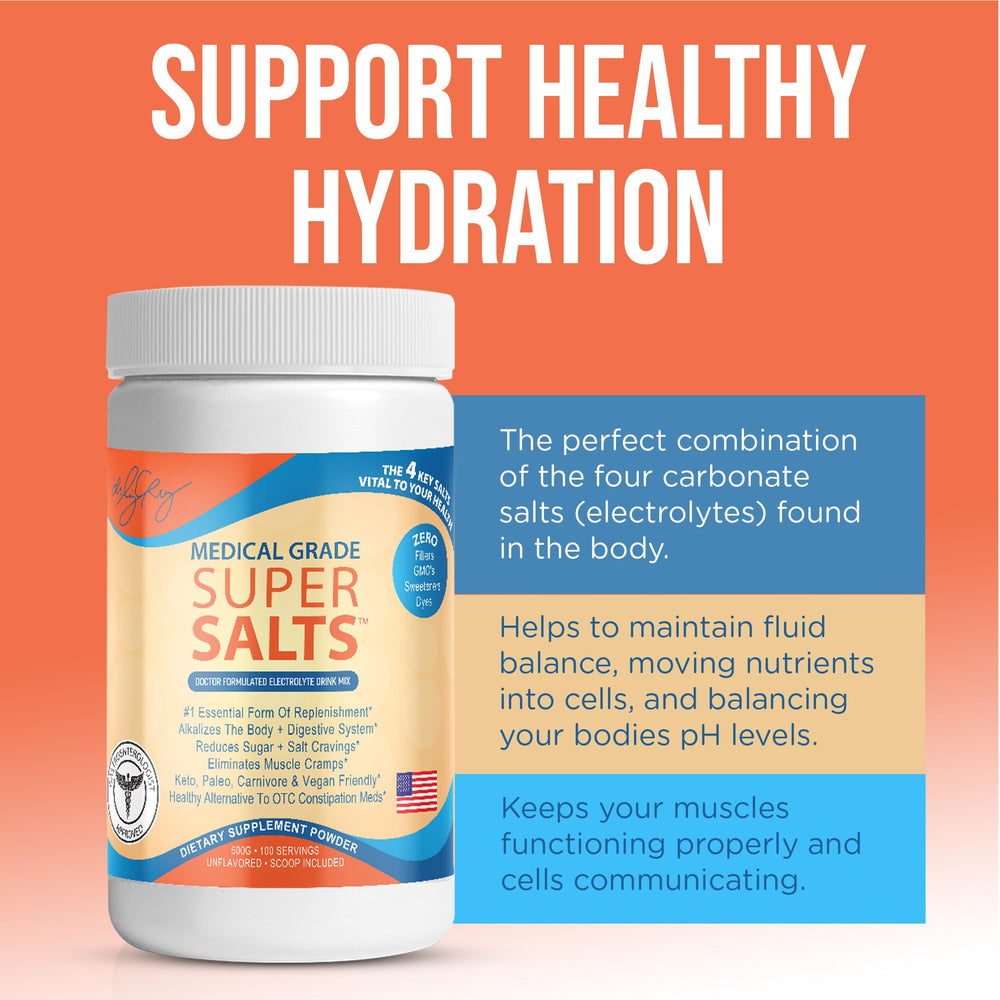 Four mineral salts in Dr. Liz Cruz Super Salts blend for hydration support
