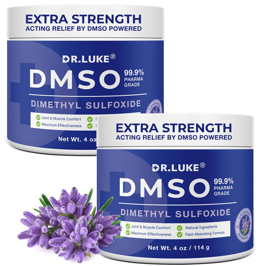 Dr. Luke DMSO Cream bottle with lavender label for soothing use.
