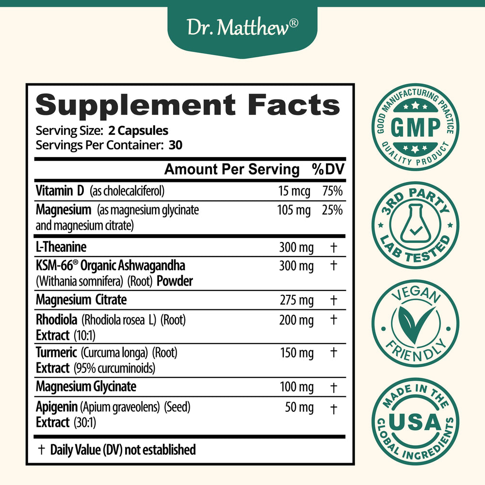 Dr. Matthew CortiRest night relaxation scene signaling bedtime cortisol support.