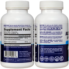 Close-up label on Dr. Maxwell bottle highlighting Alpha GPC content