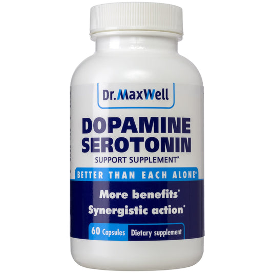 Dr. Maxwell serotonin-dopamine bottle capsules support balanced mood and focus