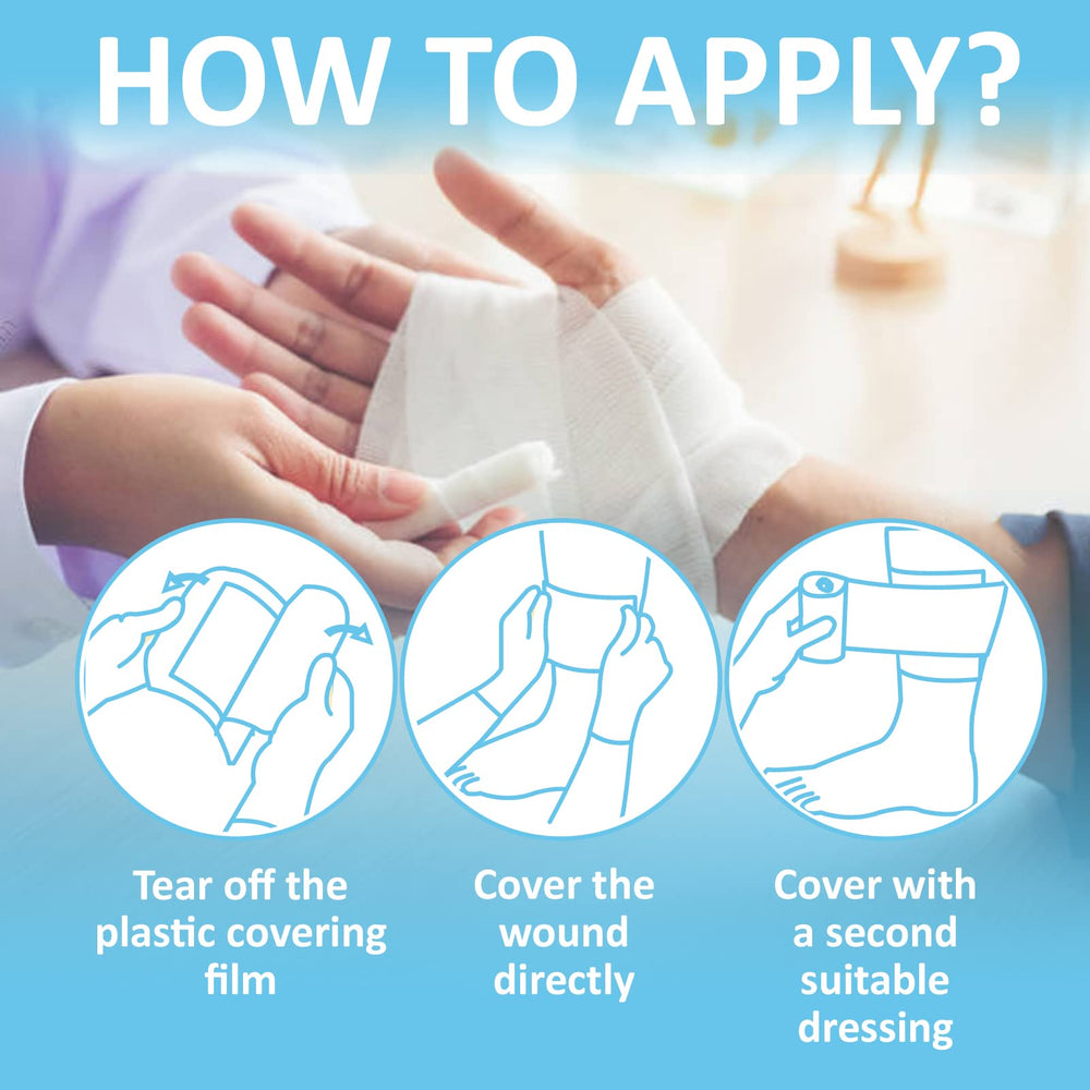 Dr. Med honey gauze dressing individually wrapped; convenient for travel and multiple uses.
