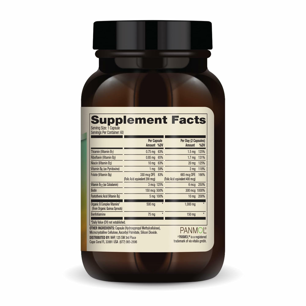 Etiqueta del Dr. Mercola Complejo B con Benfotiamina - información de ingredientes