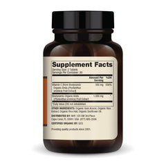 Closeup of Dr. Mercola biodynamic vitamin C amla tablets for daily antioxidant intake