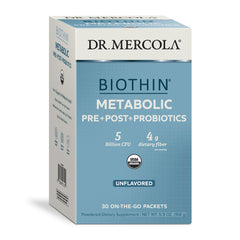 Dr. Mercola Biothin packets for on-the-go gut balance and metabolic support.