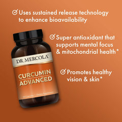 Dr Mercola Curcumin Advanced capsules arranged for daily use