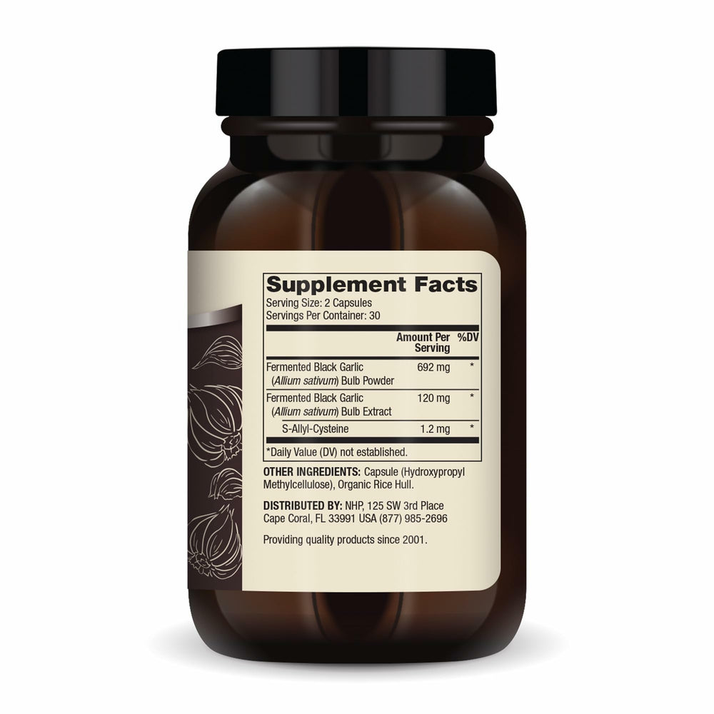 Dr. Mercola Fermented Black Garlic capsules close-up for convenient daily use.