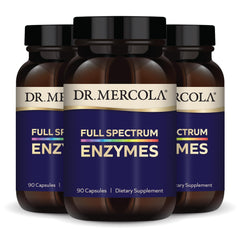 Dr. Mercola Full Spectrum Enzymes bottle front for daily digestive support.