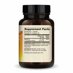 Dr. Mercola Liposomal Vitamin D3 label close-up highlighting non-GMO, soy-free and gluten-free formulation.