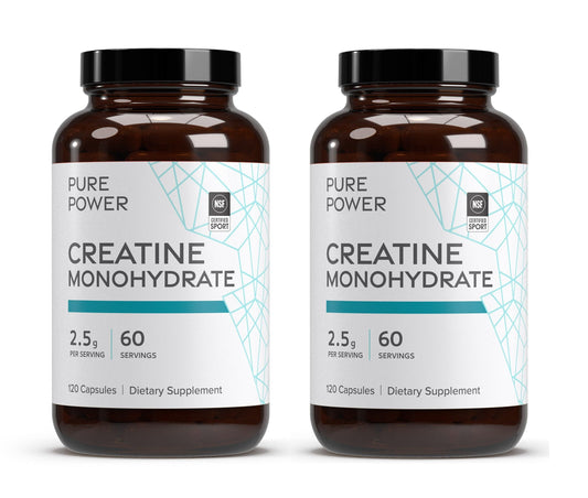 Dr. Mercola Pure Power Creatine bottle front, NSF-certified for sport and performance.