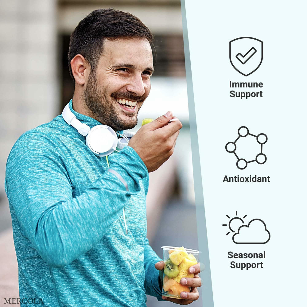 Dr. Mercola Vitamin C-PAK zinc and quercetin blend supports easy, zero-sugar daily hydration.