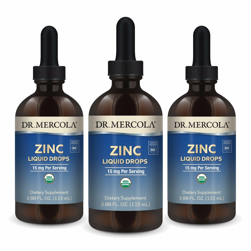 Dr. Mercola Zinc Liquid Drops bottle ready for daily use supporting immune function