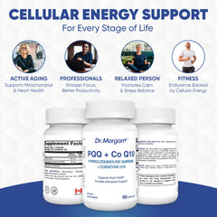 DR.MORGAN lifestyle shot featuring an active adult taking capsules.