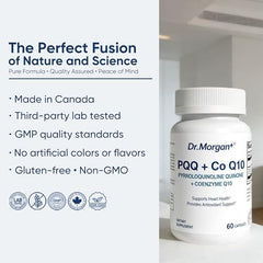 DR.MORGAN non-GMO purity badge on packaging.