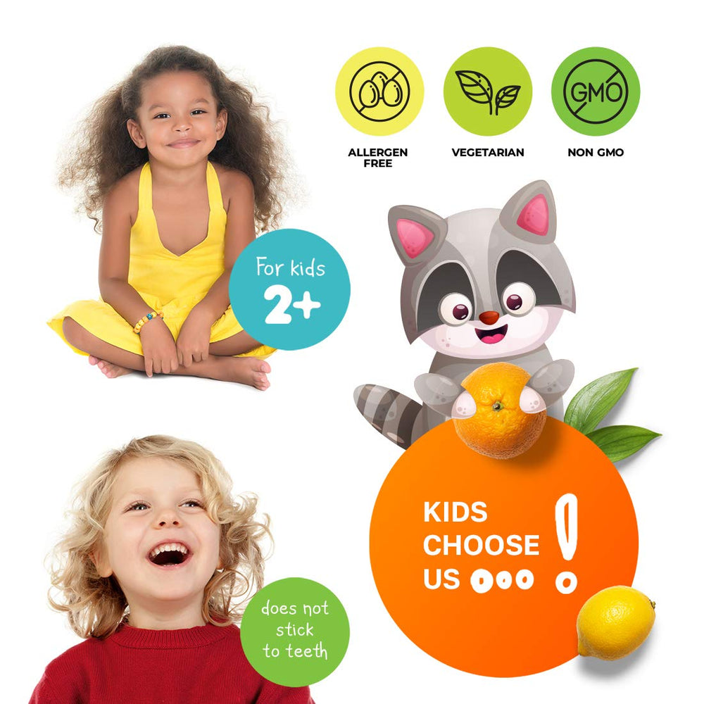 Kids enjoying DR. MORITZ gummies, tasty immune support in citrus flavor