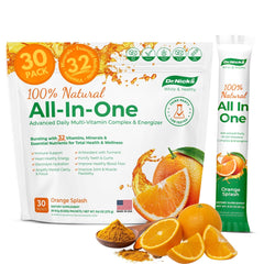 Dr. Nick's Orange Splash multivitamin bottle promotes daily wellness.