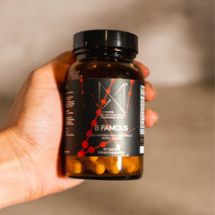 Packaging on shelf communicates a comprehensive B vitamin blend for skin vitality.