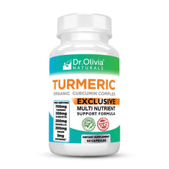 Dr. Olivia Naturals Organic Turmeric Curcumin Complex bottle for daily wellness