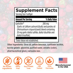Allicidin softgels close-up showing stabilized garlic extract