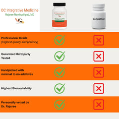 Dosing scene with three capsules per serving shows daily routine.