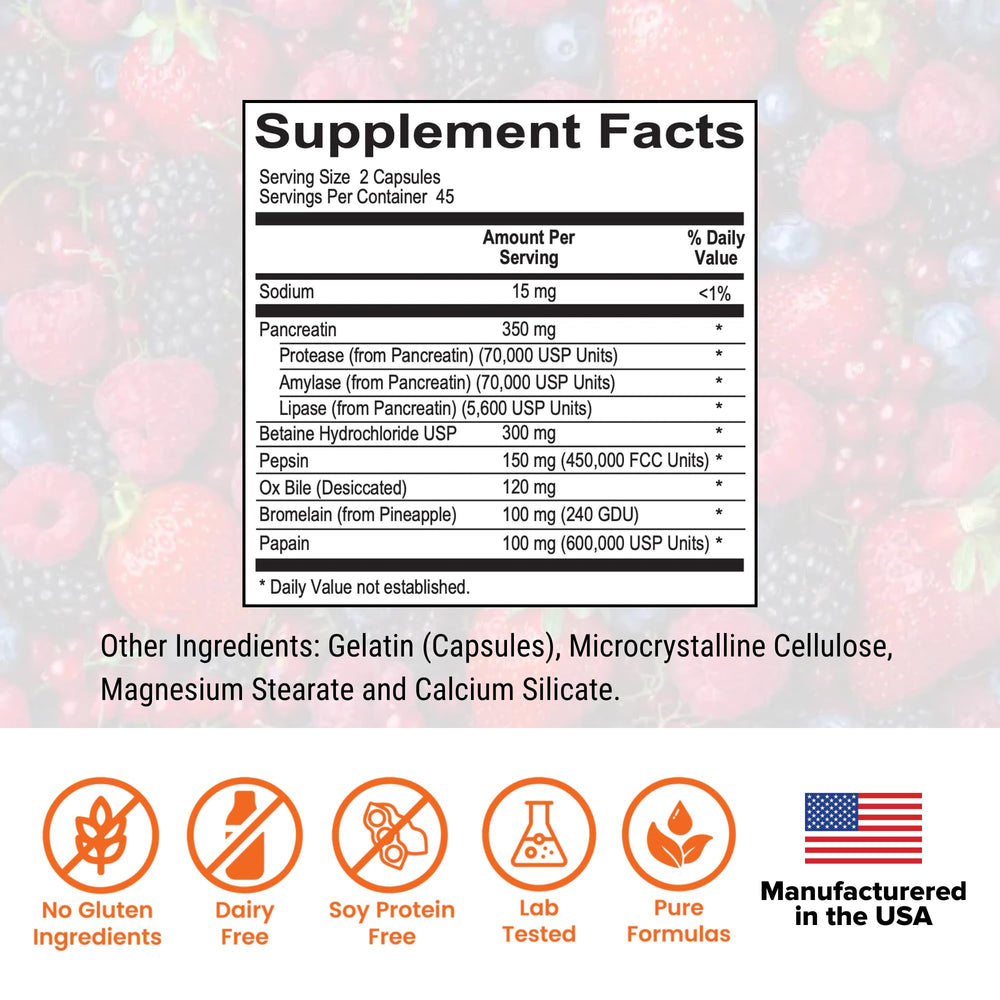 Dr. Rajsree Digestive Enzyme Pro capsules close-up showing enzyme blend