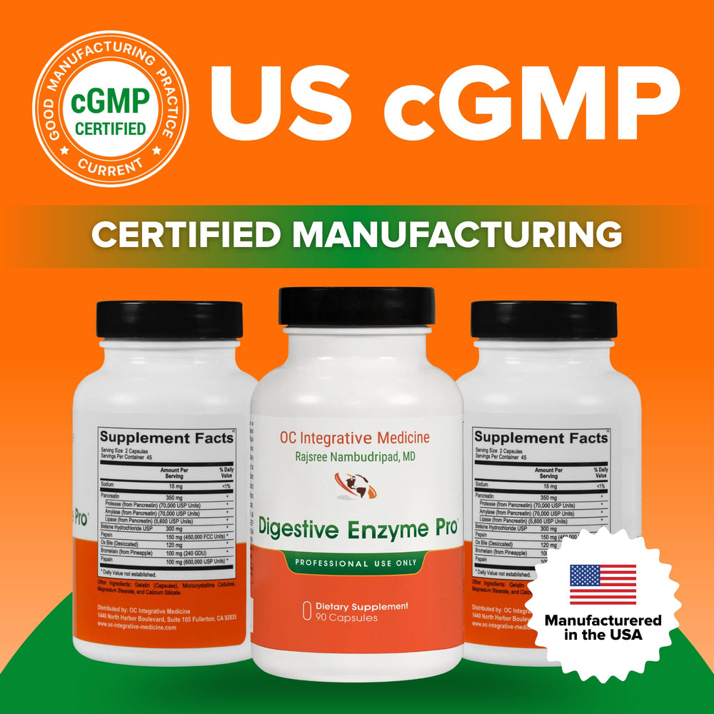 Dr. Rajsree Digestive Enzyme Pro label close-up with key ingredients