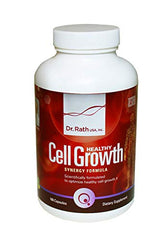 Dr Rath Healthy Cell Growth Synergy Formula bottle on table supports connective tissue health