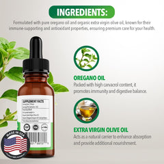 Packaging display of Dr. Robaina oregano drops, six-month supply