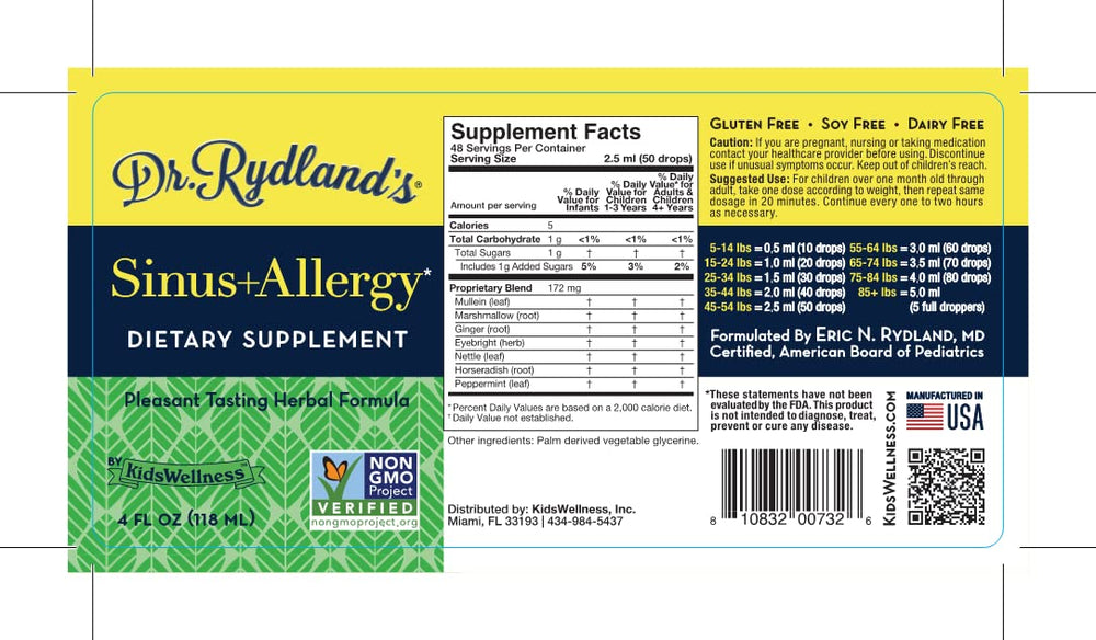Dr. Rydland's Herbal Sinus Relief extraction process notes a long herbal infusion.