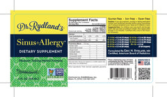 Dr. Rydland's Herbal Sinus Relief extraction process notes a long herbal infusion.