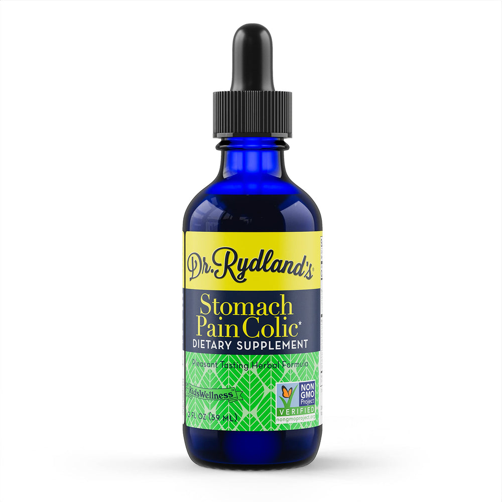 Dr. Rydland's Pleasant Tasting liquid bottle supports stomach comfort.