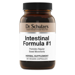 Dr. Schulze's Intestinal Formula #1 bottle with capsules for gentle daily colon support.