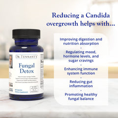 Dr Tennant's Fungal Detox packaging side signaling natural cleansing support