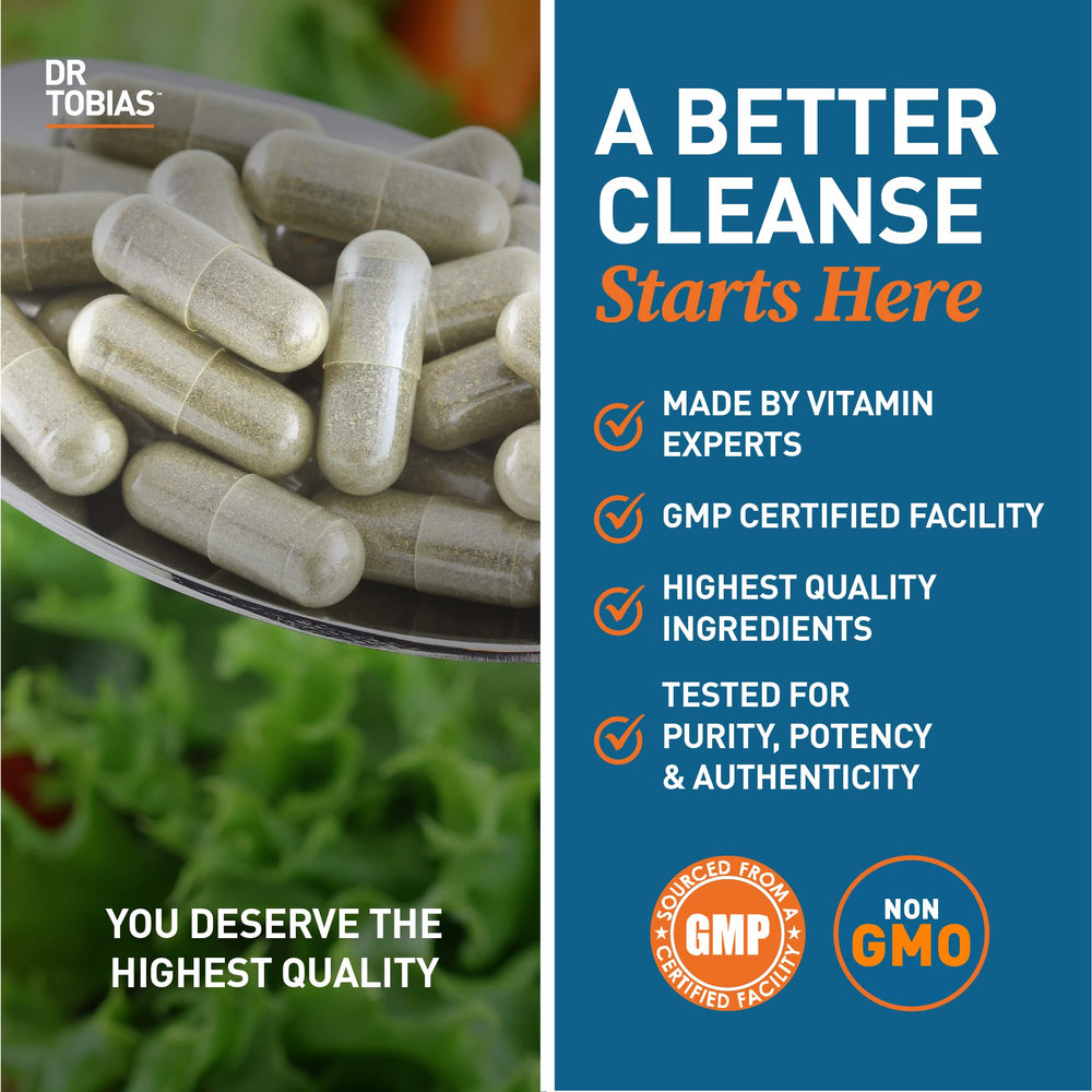 Dr. Tobias Colon Cleanse display with 4 bottles ready for gut health routine.
