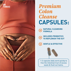 Dr. Tobias Colon Cleanse capsules close-up showing soft gelatin capsules.