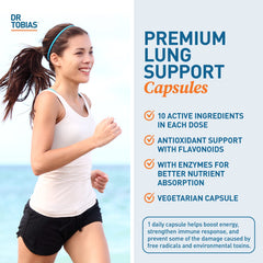 Ingredients panel highlighting vitamin C and quercetin for respiratory wellness